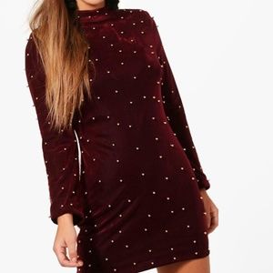 Petite Velvet Beaded Dress